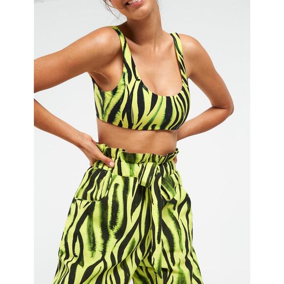 SIGAL Zebra Bikini Top Womens Medium Blue Striped Scoop Neck Tiger Stripe NEW - Picture 16 of 16